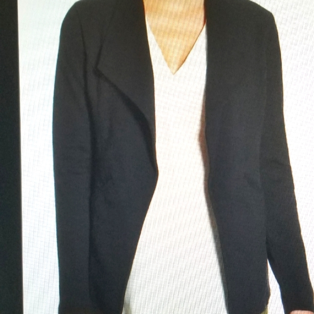 Caslon black drape-collar cotton knit blazer